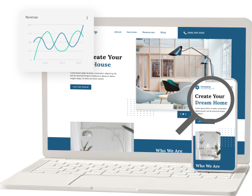 laptop and mobile phone mockup of modern website